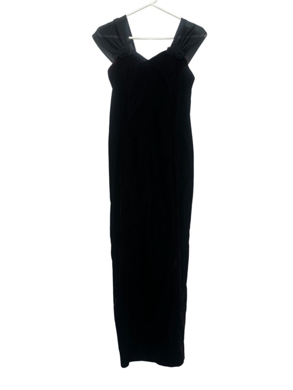 Vintage Rampage Vampire Bodycon Long Dress Small Red Velvet Whimsigoth Chiffon - Picture 5 of 16